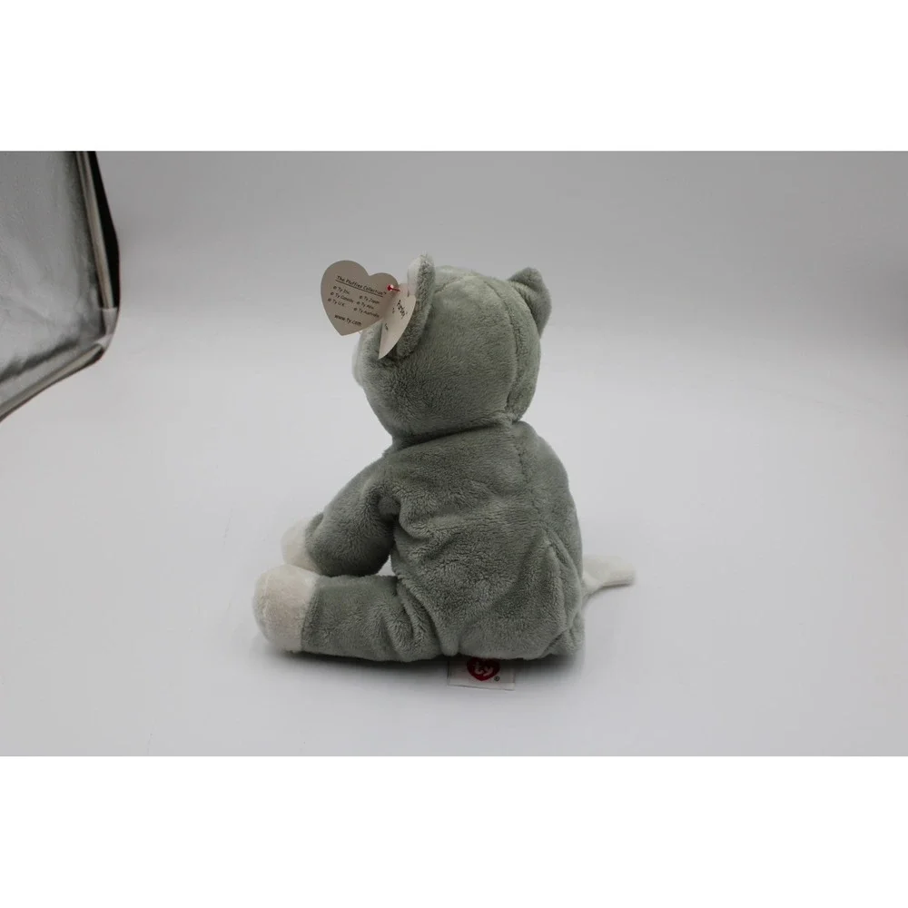 Ty Pluffies Pursley Cat Grey White Soft Plush Stuffed Animal 2009